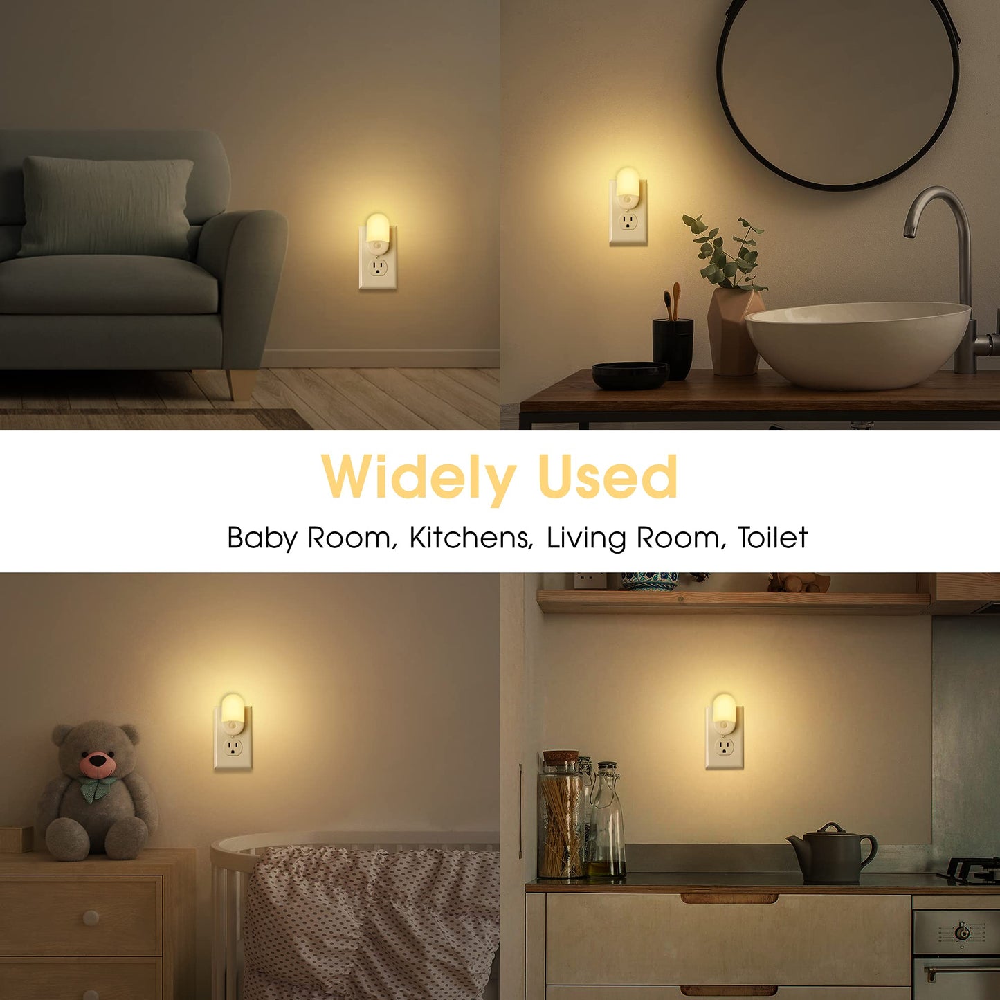 L LOHAS LED Night Lights Plug into Wall, [2 Pack] LED Dimmable Night Light with Light Sensors, 30/60LM Adjustable Brightness Nightlights, Soft White 3000K Automatic Night Light for Kid, Hallway