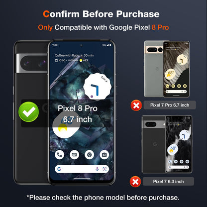 LK 2 Pack for Google Pixel 8 Pro Screen Protector [New Version] + 2 Pack Camera Lens Protector, Fit Lens Cutouts Ports, Support Fingerprint Unlock, Bubble-Free, with Easy Installation Tool