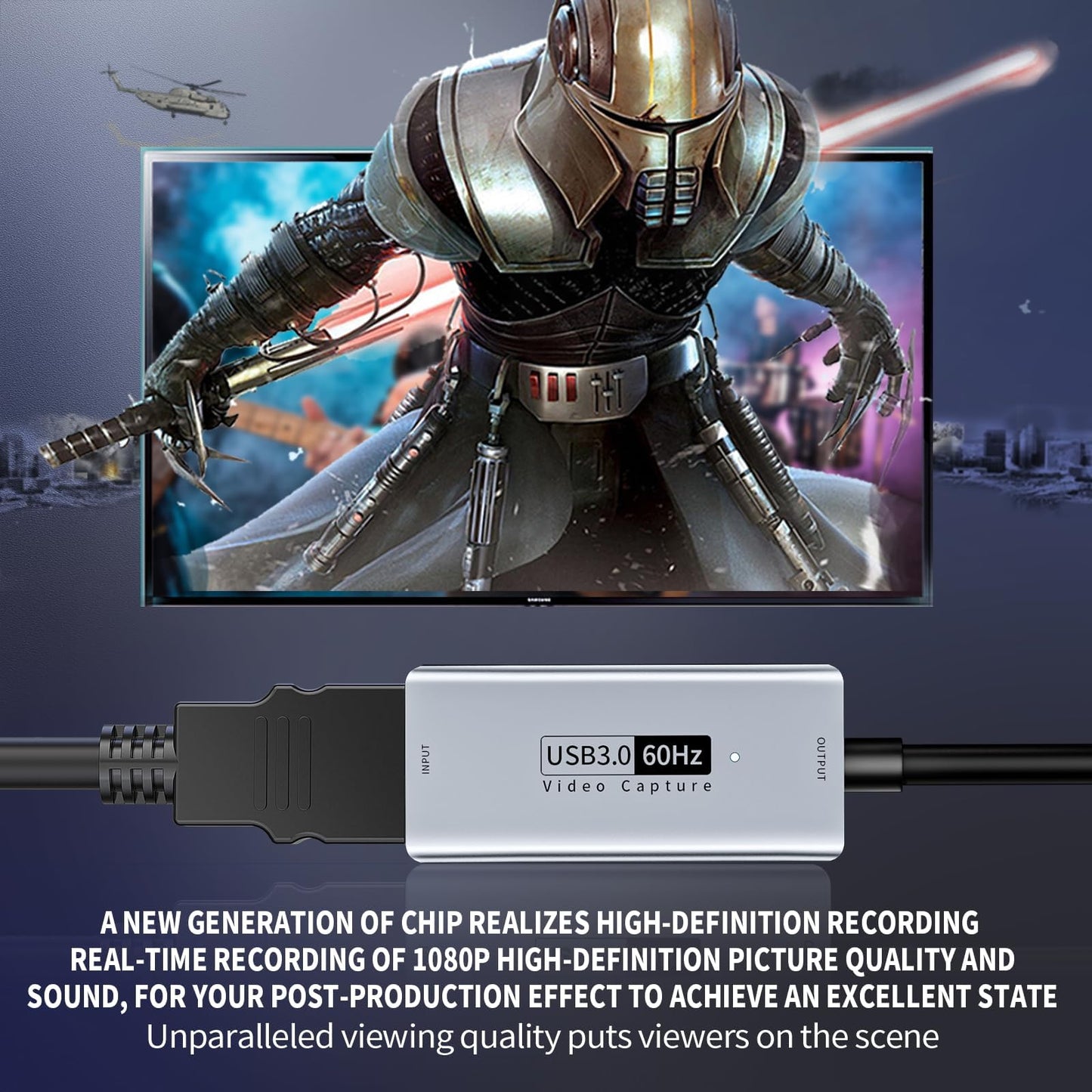 Newhope Video Capture Card, 4K HDMI to USB C 3.0 Capture Card, 1080P HD 60fps Live and Record Video Audio Grabber for Gaming, Streaming, Teaching, Video Conference