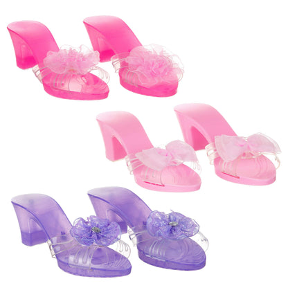 Expressions Kids 3 Pack Dress Up Royalty Shoes with Heels Set in Carrying Bag - Fits Toddler Size 7-10 - Pink, Rose, Lilac Perfect Little Girl Toys Role Play Playset