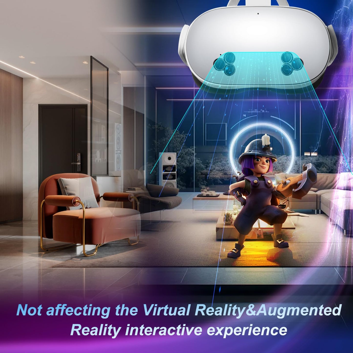 Laeuzn Camera Lens Protector Cover Compatible with Oculus Meta Quest 3S Accessories, One-Piece Design, Thin 9H Tempered Glass, Alloy Frame, Anti-Scratch, High Definition, Full Protection