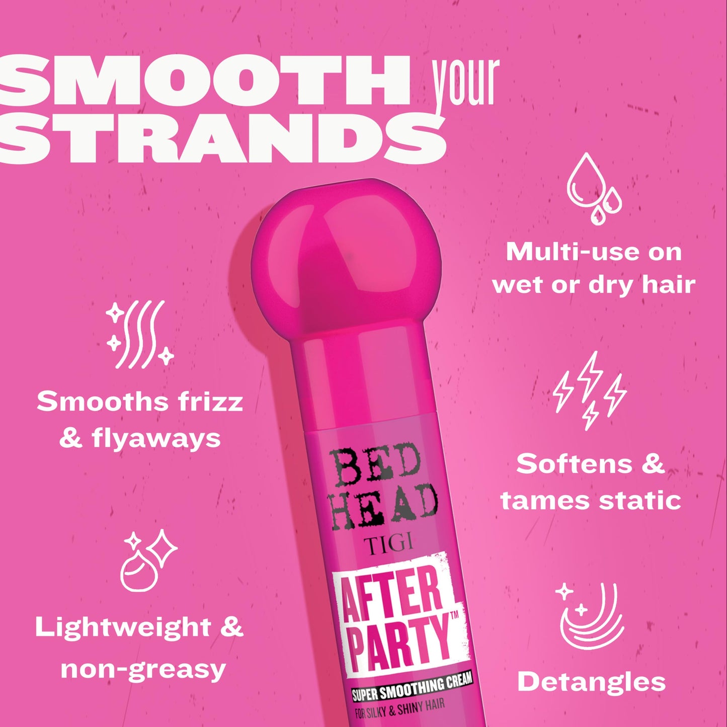 TIGI Bed Head After Party Super Smoothing Cream – Anti Frizz Hair Styling Product, Humidity Protection for Frizzy, Dull, or Coarse Hair, 3.38 fl oz