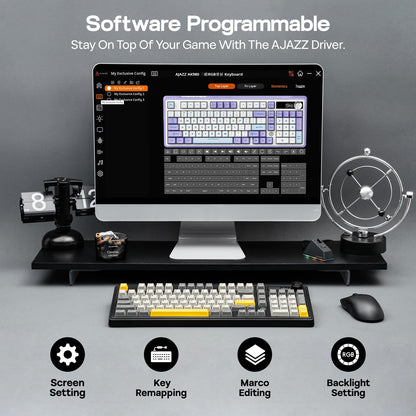 MechLands AJAZZ AK980 96% Gaming Keyboard with AJ199 Lightweight Gaming Mouse with Carbon Fiber Shell