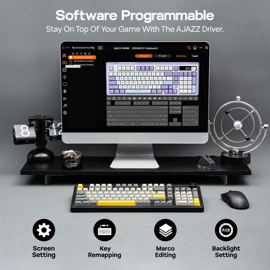 MechLands AJAZZ AK980 96% Gaming Keyboard with AJ199 Lightweight Gaming Mouse with Carbon Fiber Shell