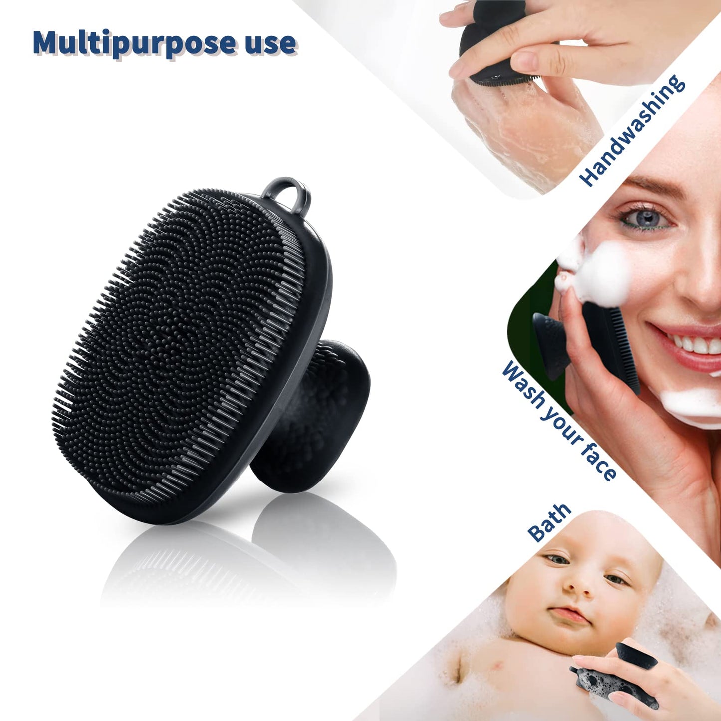 Face Scrubber, Silicone Face Scrubber for Men Facial Cleansing Brush Silicone Face Wash Brush Manual Waterproof Cleansing Skin Care Face Brushes for Exfoliating- Black