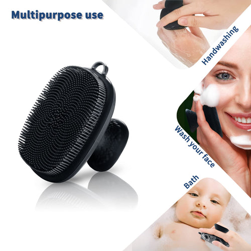 Face Scrubber, Silicone Face Scrubber for Men Facial Cleansing Brush Silicone Face Wash Brush Manual Waterproof Cleansing Skin Care Face Brushes for Exfoliating- Black