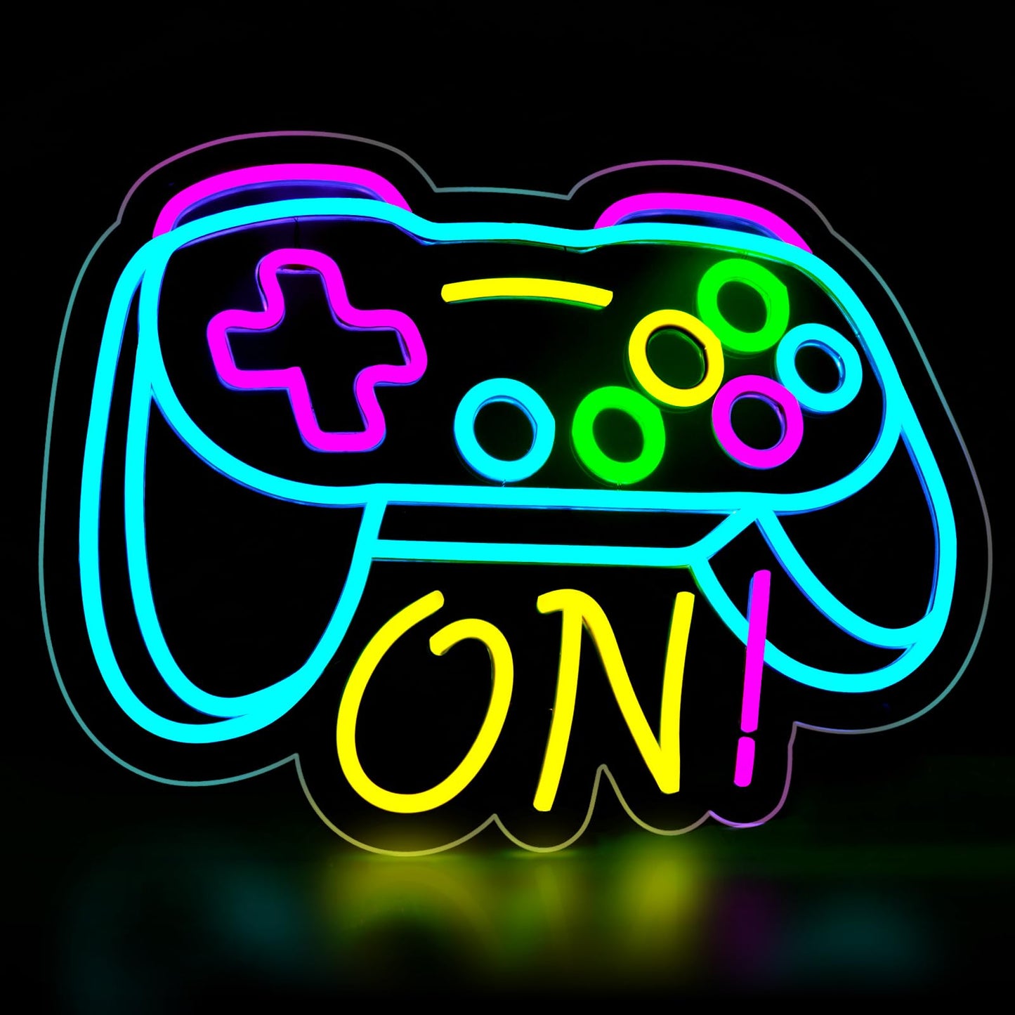 Gamer Neon Sign for Boys Gaming Room Bedroom Wall Decor, Gifts for Teen Kids, Video Game LED Light for Men, Gamepad Shaped Dimmable USB Powered Neon Lamp Game Room Accessories (16 X 12.5 inches)