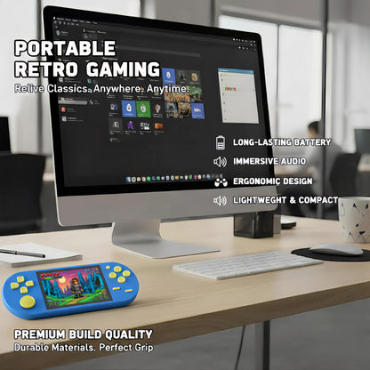 16-Bit Handheld Game Console - 3 Inch HD Screen 300-in-1 Retro Games - Portable Classic Video Game Player for Kids & Adults, Include Protective Carrying Case (Blue)
