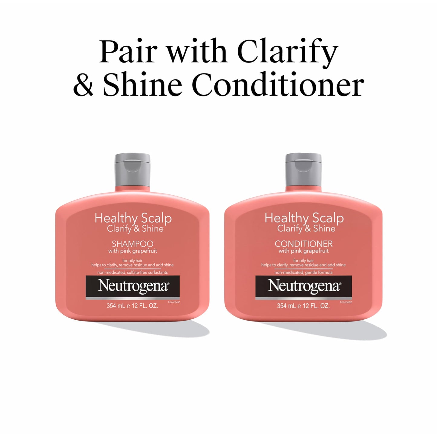 Neutrogena Exfoliating Healthy Scalp Clarifying Shampoo for Oily Hair & Scalp, Pink Grapefruit pH-Balanced Anti-Residue Formula Adds Shine, Sulfate, Paraben & Phthalate-Free, Color-Safe, 12 Fl Oz