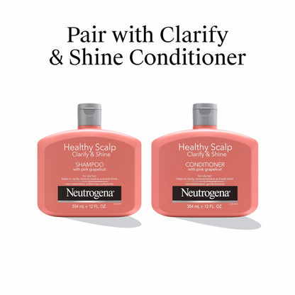 Neutrogena Exfoliating Healthy Scalp Clarifying Shampoo for Oily Hair & Scalp, Pink Grapefruit pH-Balanced Anti-Residue Formula Adds Shine, Sulfate, Paraben & Phthalate-Free, Color-Safe, 12 Fl Oz