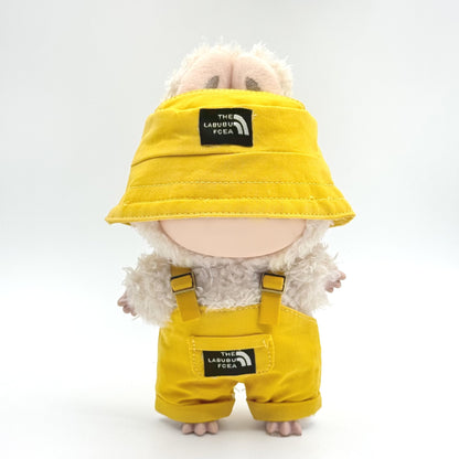 Clothes for Labubu (NO Doll) 17 cm/6.7inch Doll for Labubu Clothes Labubu Accessories Overalls Hat Glasses Dress up Stylish Outdoor Cute for Labubu Outfits (D)