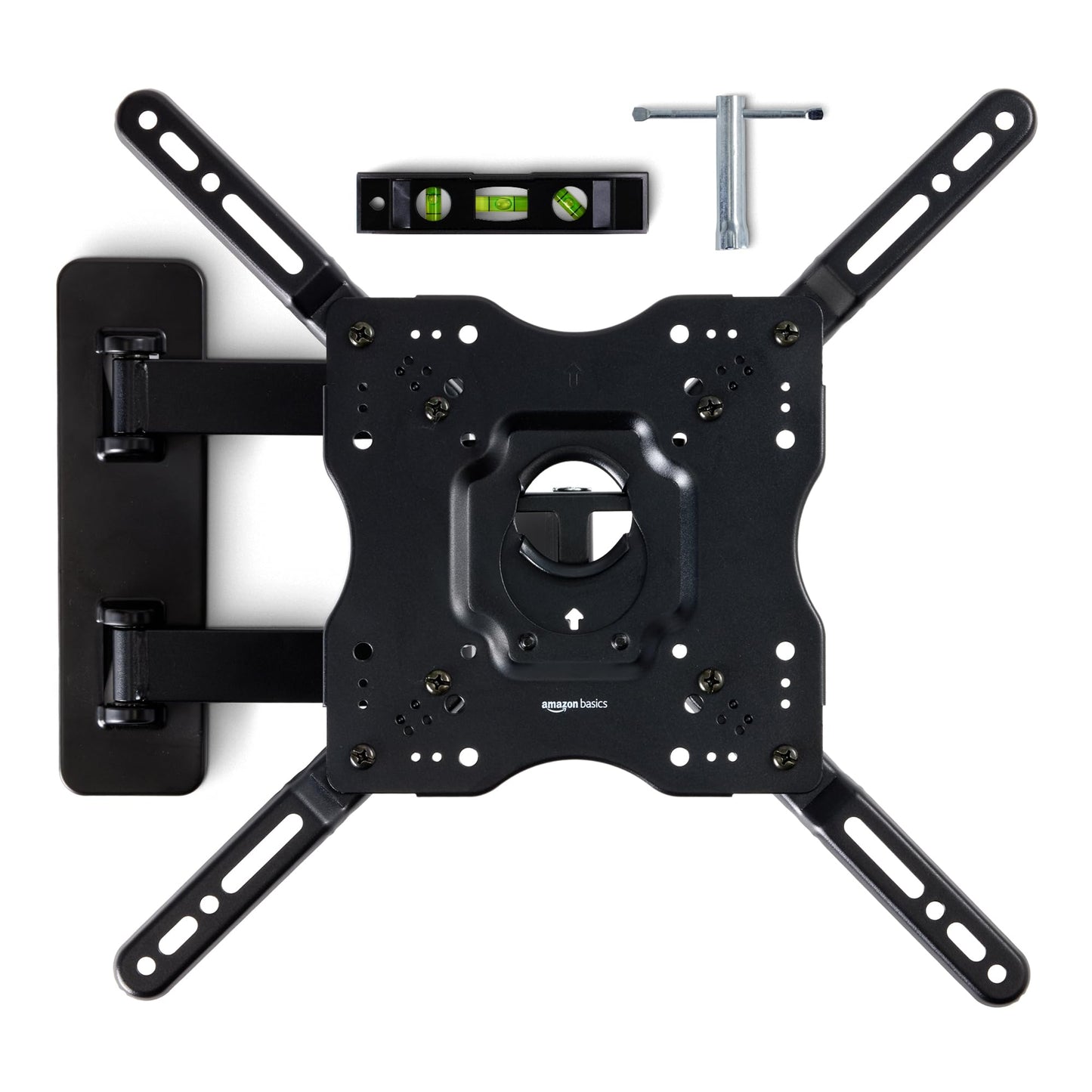 Amazon Basics Full Motion Articulating TV Wall Mount, with Swivel and Tilt, for 26" to 55" TVs and Flat Panels up to 80 Lbs, VESA Compatible, Black