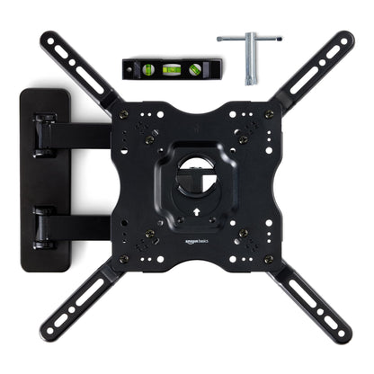 Amazon Basics Full Motion Articulating TV Wall Mount, with Swivel and Tilt, for 26" to 55" TVs and Flat Panels up to 80 Lbs, VESA Compatible, Black