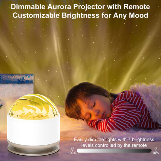 HUMIIEYE Northern Lights Projector, 16 Light Color Aurora Night Light Projector for Bedroom, Remote Galaxy Light Projector, Dimmable Mood Lighting with Memory Function for Playroom Kids Teen Girl Gift