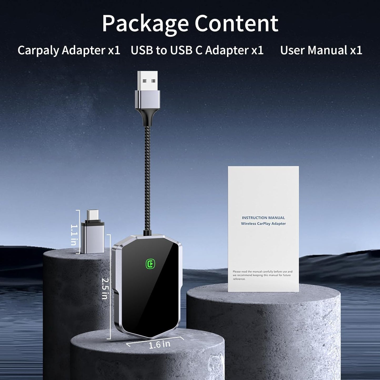 Wireless Carplay Adapter, Converts Wired to Wireless carplay Adapter for iPhone, Wireless Control Plug & Play Carplay for Cars from 2017 & for Apple iPhone iOS 10+