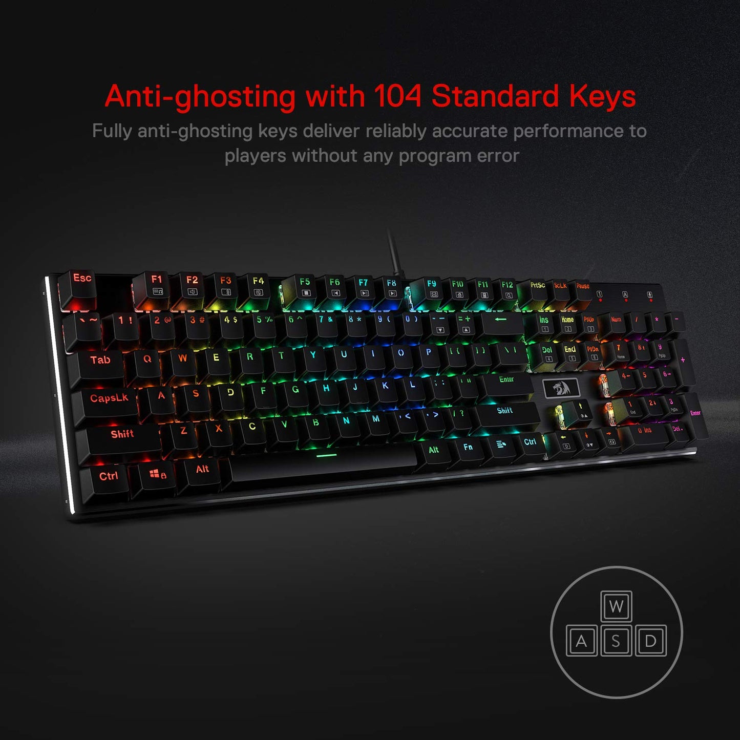 Redragon K556 RGB LED Backlit Wired Mechanical Gaming Keyboard, 104 Keys Hot-Swap Mechanical Keyboard w/Aluminum Base, Upgraded Socket and Noise Absorbing Foams, Quiet Linear Red Switch