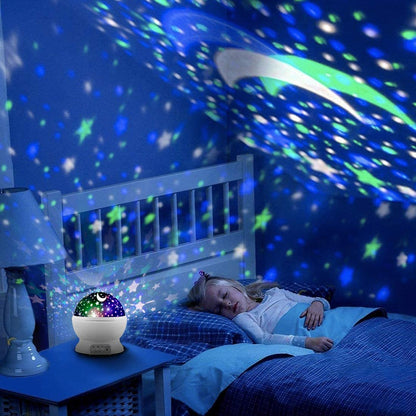 MOKOQI Star Projector Night Lights for Kids, Fun Gifts for 1-4-6-14 Year Old Girl and Boy, Projection Lamp for Kids Bedroom Ceiling, Stars and Moon for Child Asleep Peacefully (White)