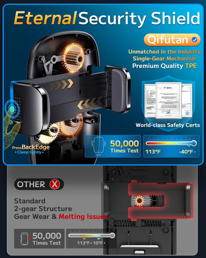 Qifutan Car Phone Holder Mount Phone Mount for Car Windshield Dashboard Air Vent Universal Hands Free Automobile Cell Phone Holder Fit for iPhone Smartphone Camera Mounts