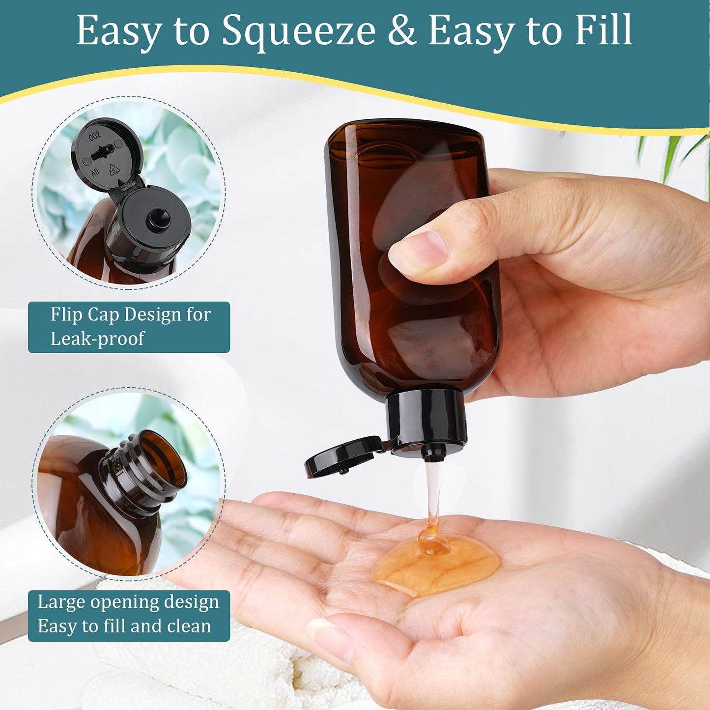 Cosywell Travel Bottles for Toiletries 4pcs 3.4oz Travel Shampoo and Conditioner Bottles TSA Approved Travel Size Containers Leak Proof Small Plastic Squeeze Bottles with Flip Cap