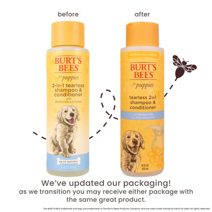 Burt's Bees for Pets Tear Free Puppy Shampoo and Conditioner - Tearless Dog Wash for Puppies, Pet Grooming Supplies, Gentle Dog Shampoo and Conditioner, Puppy Essentials for Easy Groom, 16 Fl Oz
