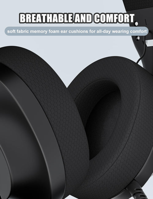 WIRWTRU S30 Gaming Headset with Microphone,198g Lightweight Design, Wired Gaming Headphones for Xbox, Xbox Series X|S, PS5, PS4, Switch, PC, Noise Cancelling Mic, Soft Earmuffs (Black)