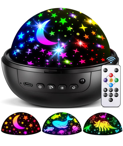 COOLNIGHT Night Light for Kids, 93 Lighting+3 Films Kids Night Light Projector, Remote+Dimmable Star Projector,360°Slient Ceiling Stars Glow in The Dark Stars, Boys Christmas Gifts for 4 Year Old Boy