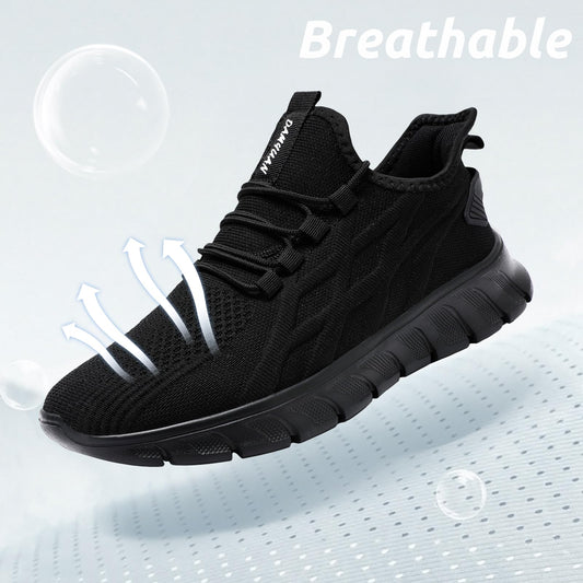 Men Running Shoes Tennis Walking Gym Slip On Workout Athletic Fashion Sneakers Lightweight Breathable Sport Jogging Casual Shoe Black Size 10