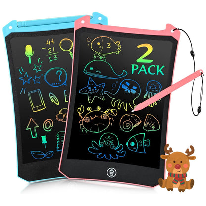 EooCoo Toddler Toys, LCD Writing Tablet for Kids 2 Pack, Kids Stocking Stuffers Toddler Travel Essentials Drawing Pad, No Mess Coloring Books, Road Trip Activities, Age 3-5 Boy Girl Gifts - 8.5 Inch