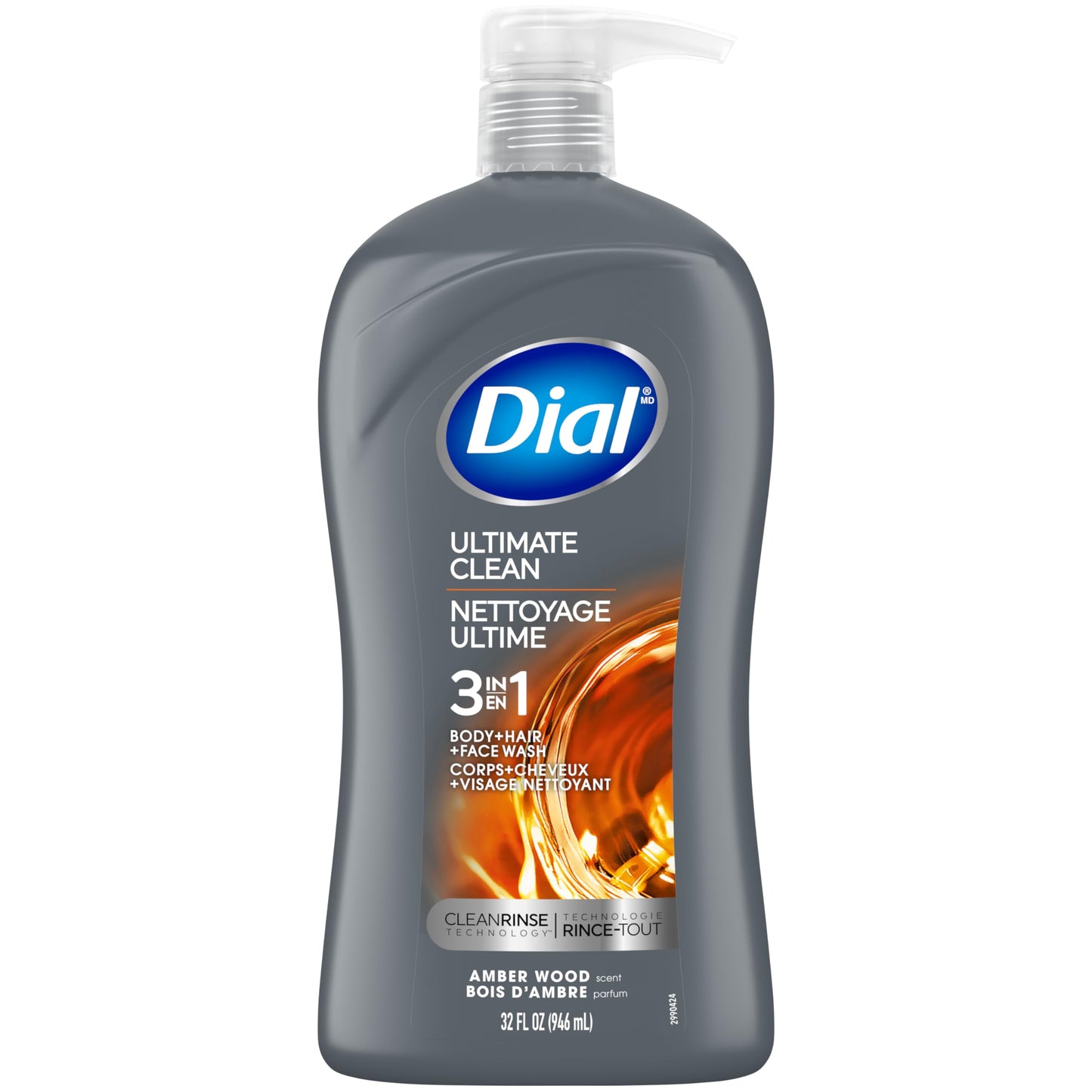 Dial Men 3in1 Body, Hair and Face Wash, Ultimate Clean, 32 Fl Oz