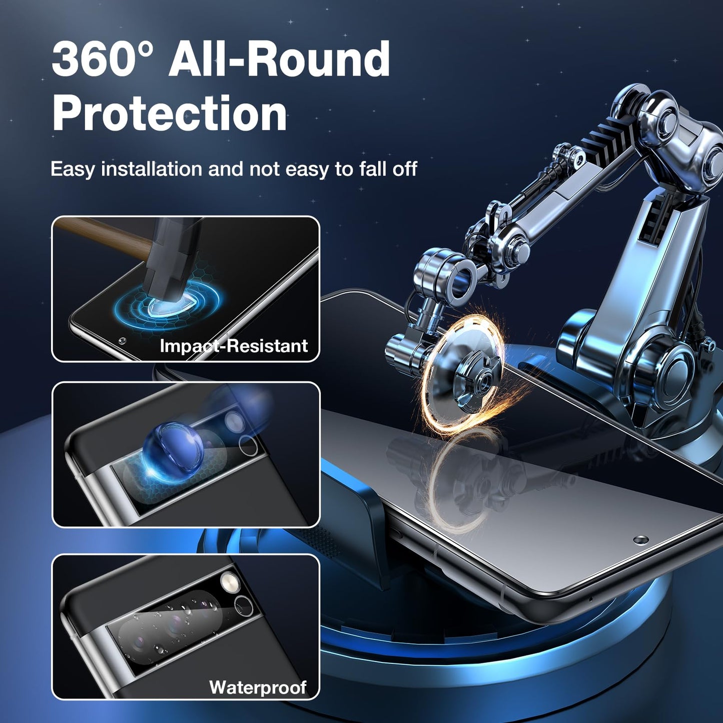 LK 2 Pack for Google Pixel 8 Pro Screen Protector [New Version] + 2 Pack Camera Lens Protector, Fit Lens Cutouts Ports, Support Fingerprint Unlock, Bubble-Free, with Easy Installation Tool