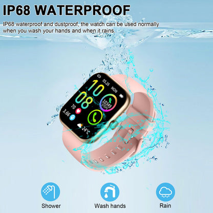 Smart Watch (Answer/Make Calls), 1.96" HD SmartWatch for Men Women 113+ Sport Modes, Fitness Activity Tracker Heart Rate/Sleep Monitor/Pedometer, IP68 Waterproof, Smart Watches for Android iOS, Gold