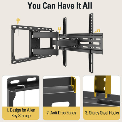 Mounting Dream TV Wall Mount for 32-65 Inch Television,Mount with Swivel and Tilt, Full Motion Bracket with Articulating Dual Arms, Fits 16inch Studs, Max VESA 400X400 mm, 99lbs, MD2380