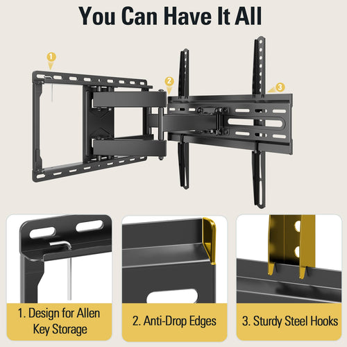 Mounting Dream TV Wall Mount for 32-65 Inch Television,Mount with Swivel and Tilt, Full Motion Bracket with Articulating Dual Arms, Fits 16inch Studs, Max VESA 400X400 mm, 99lbs, MD2380