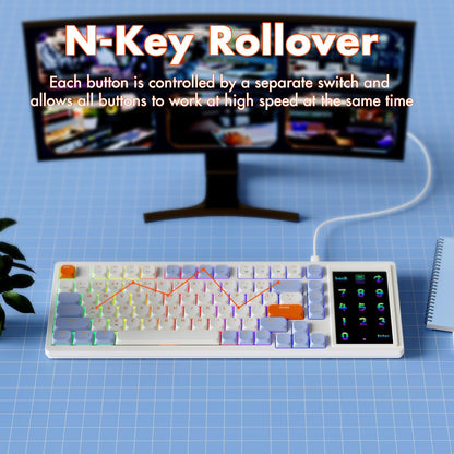 AJAZZ AKP815 75% Low Profile Mechanical Keyboard with 4.33'' LED Touch Screen, Programmable RGB Gasket Wired Keyboard, 16 Keys Custom Desk Controller for Win/Mac