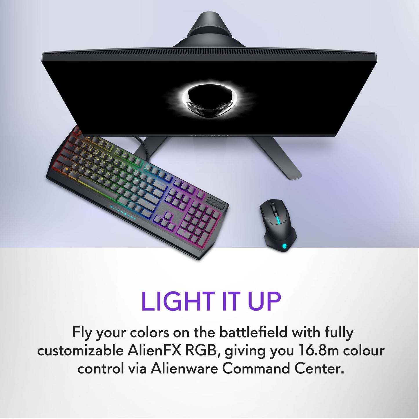 Alienware Wired/Wireless Gaming Mouse AW610M - 16000 DPI Optical Sensor, 350 Hour Rechargeable Battery, 7 Buttons, 3-ZONE 16.8m AlienFX RGB Lighting, Ergonomic - Dark Side of the Moon