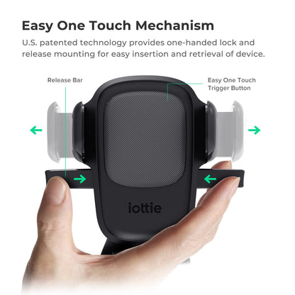 iOttie Easy One Touch Signature Dashboard & Windshield Universal Car Mount Phone Holder Desk Stand with Suction Cup Base and Telescopic Arm for iPhone, Samsung, Google, More Smartphones