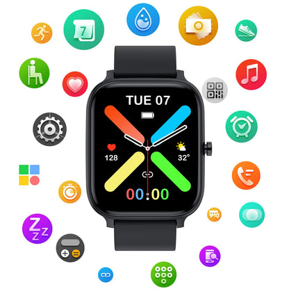 Smart Watch for Men Women Compatible with iPhone Samsung Android Phone 1.83 inch Full Touch Screen IP68 Waterproof Bluetooh Fitness Tracker Heart Rate/Sleep Monitor, Black