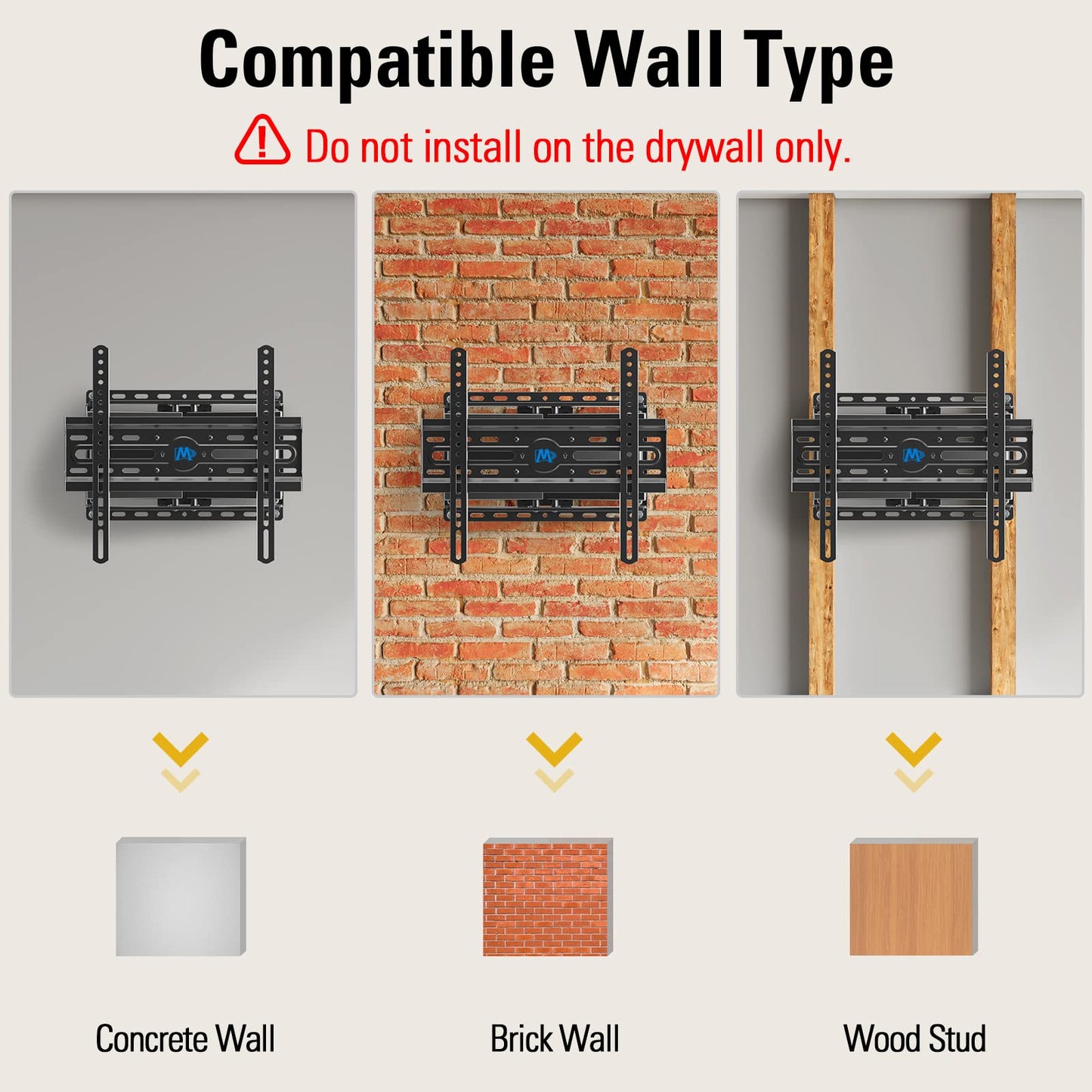 Mounting Dream TV Wall Mount for 32-65 Inch Television,Mount with Swivel and Tilt, Full Motion Bracket with Articulating Dual Arms, Fits 16inch Studs, Max VESA 400X400 mm, 99lbs, MD2380