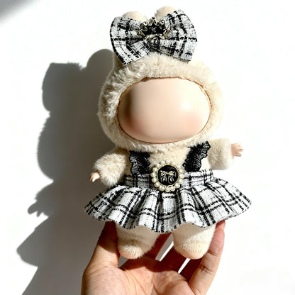 Clothes for LABUBU 17cm Doll (NO Doll), Outfit for LABUBU, Dress and Hairpin Set for LABUBU Dress Up, Fashion and Premium Dolls Accessories for LABUBU (Style A)