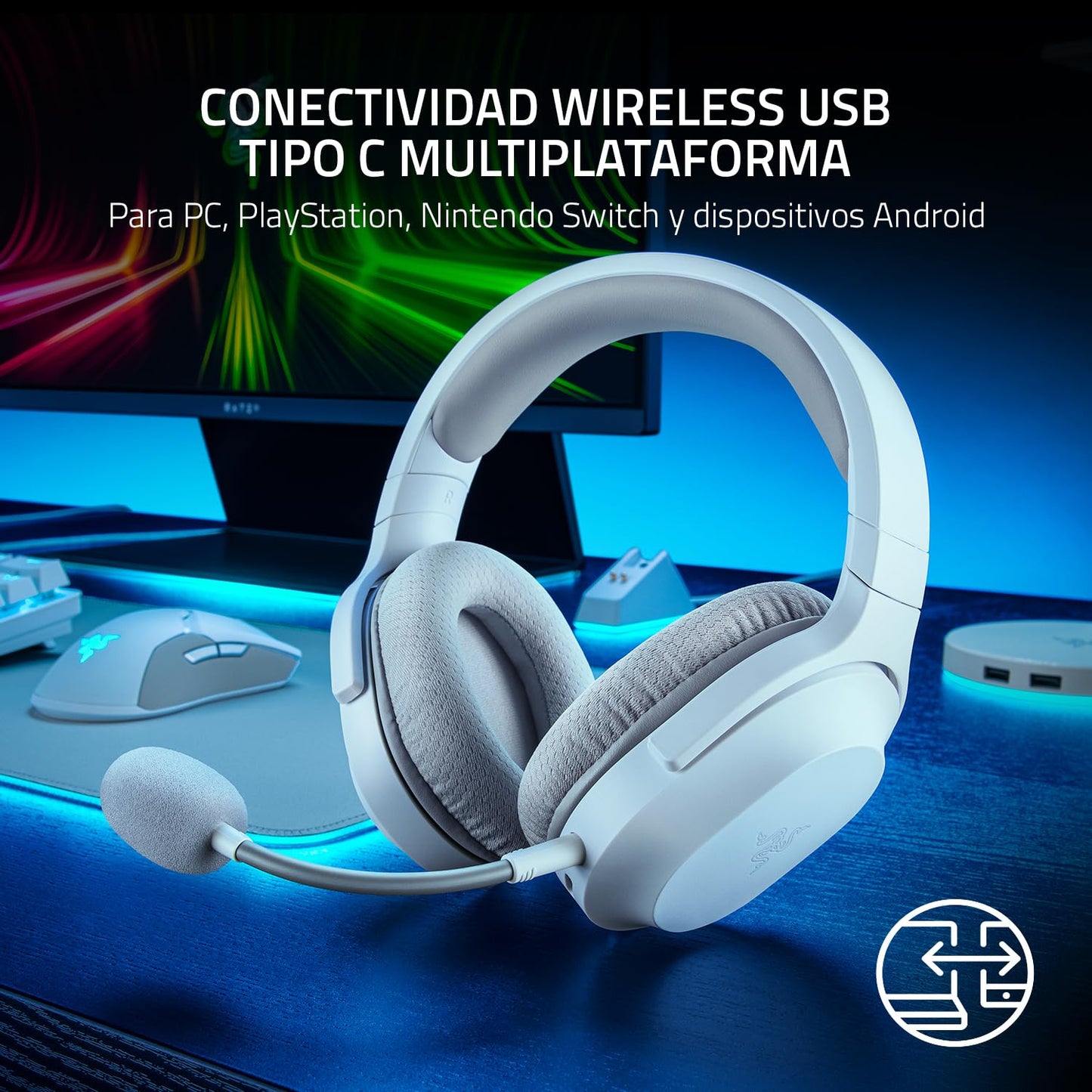 Razer Barracuda X Wireless Gaming & Mobile Headset (PC, PlayStation, Switch 2, Android, iOS): 2.4GHz Wireless + Bluetooth - Lightweight - 40mm Drivers - Detachable Mic - 50 Hr Battery - Mercury White