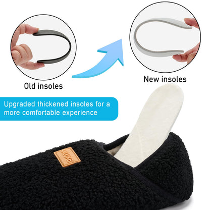 ANLUKE Slipper for Women Men Slipper Socks Fuzzy House Shoes Rubber Sole Slip On Soft-Lightweight Non Slip Indoor/Outdoor Black