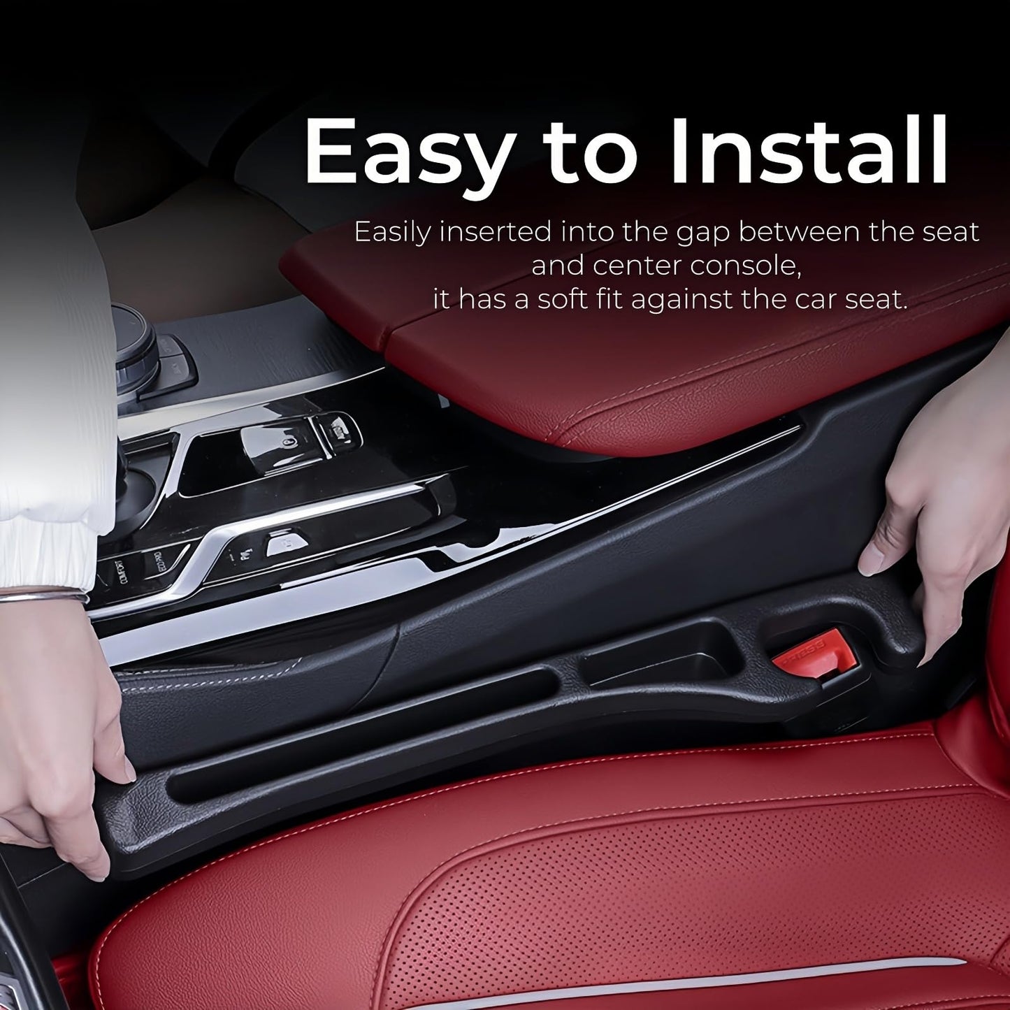 EnzeroTools Car Seat Gap Filler, 2-Pack No-Drop Seat Side Gap Seam Filler Organizer with Phone Holder, Universal Fit Fill The Gap Between Seat & Console, Perfect for Car, SUV, Truck