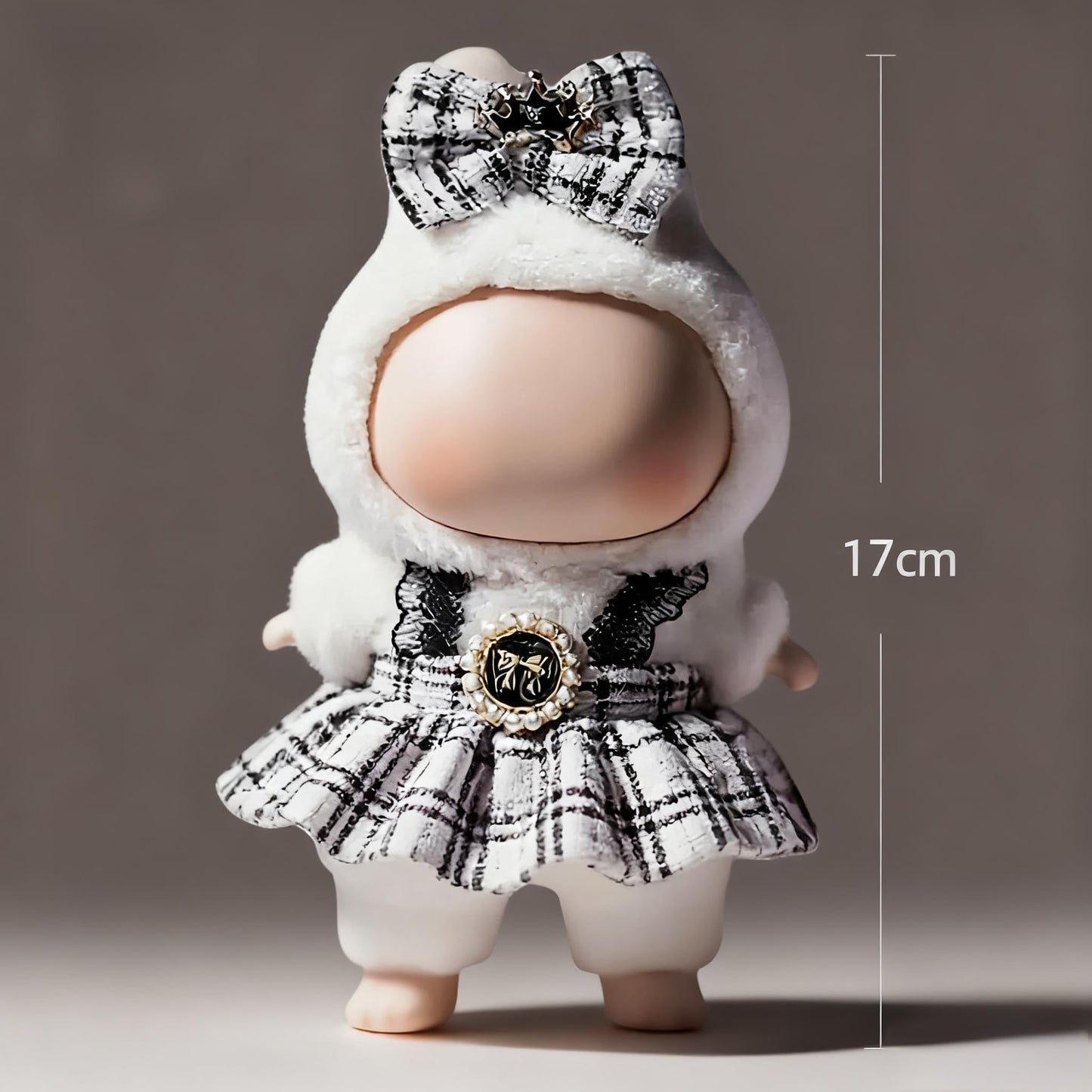 Clothes for LABUBU 17cm Doll (NO Doll), Outfit for LABUBU, Dress and Hairpin Set for LABUBU Dress Up, Fashion and Premium Dolls Accessories for LABUBU (Style A)