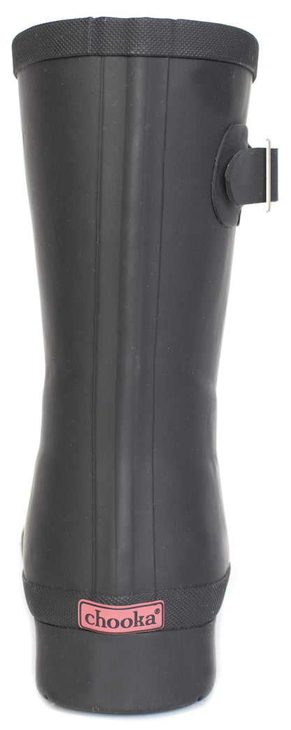 Chooka Women’s Waterproof Solid Mid-Height Rain Boot – Durable Rubber, Memory Foam Insole, Non-Slip Outsole, All-Weather Comfort, Black, 8