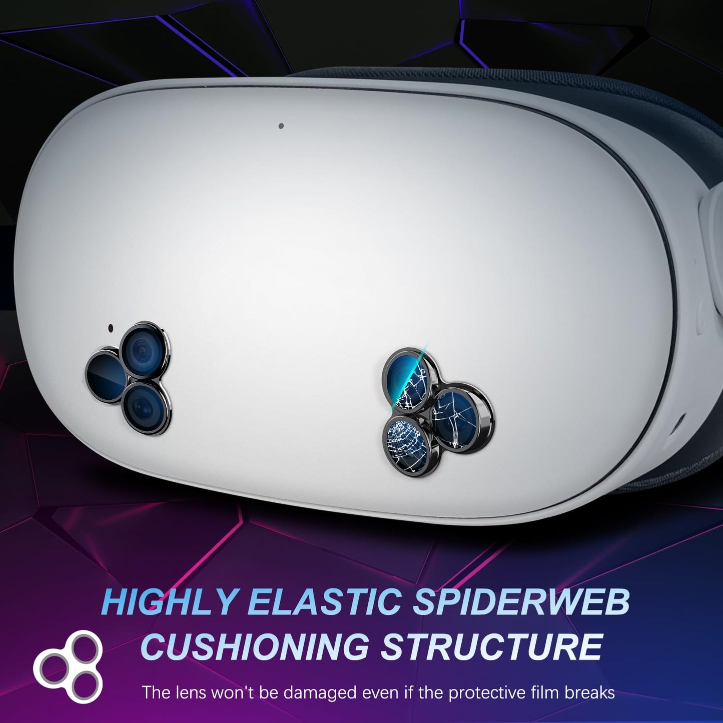 Laeuzn Camera Lens Protector Cover Compatible with Oculus Meta Quest 3S Accessories, One-Piece Design, Thin 9H Tempered Glass, Alloy Frame, Anti-Scratch, High Definition, Full Protection