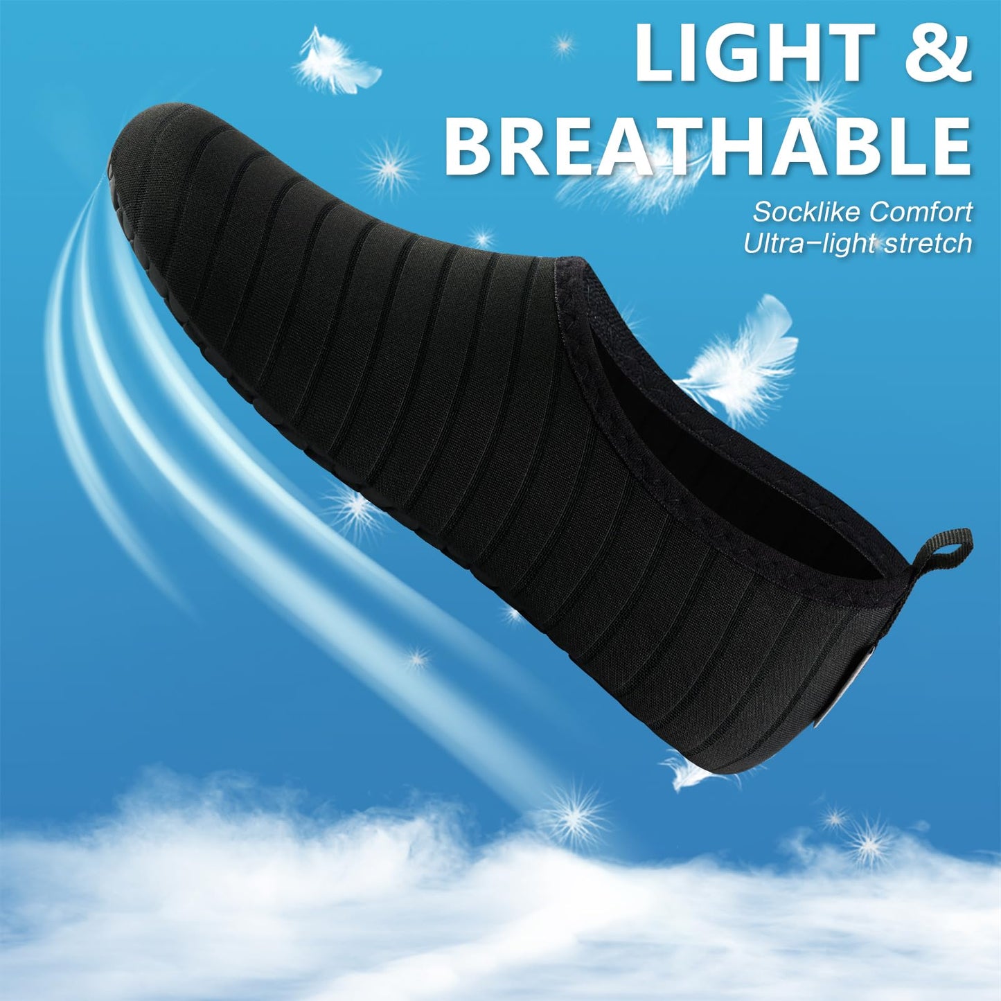 VIFUUR Water Sports Shoes Barefoot Quick-Dry Aqua Yoga Socks Slip-on for Men Women A Black 42-43