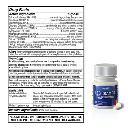 Hyland's Leg Cramps PM, Relief of Nighttime Leg, Calf, and Foot Cramps, 50 Quick-Dissolving Tablets