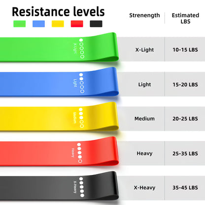 Resistance Bands for Working Out, Elastic Exercice Loop Bands for Physical Therapy, 5 Set of Stretch Bands for Booty Legs, with Instruction Manual and Carry Bag