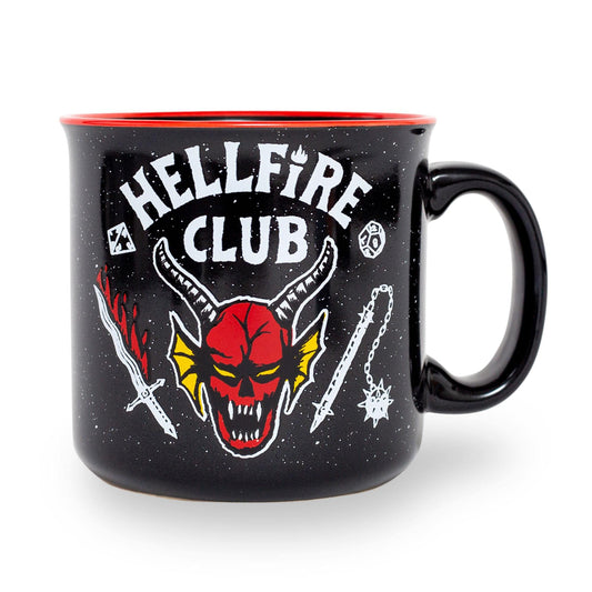 Silver Buffalo Stranger Things Hellfire Club 20-Ounce Ceramic Camper Mug | BPA-Free Travel Coffee Cup For Espresso, Cocoa, Tea