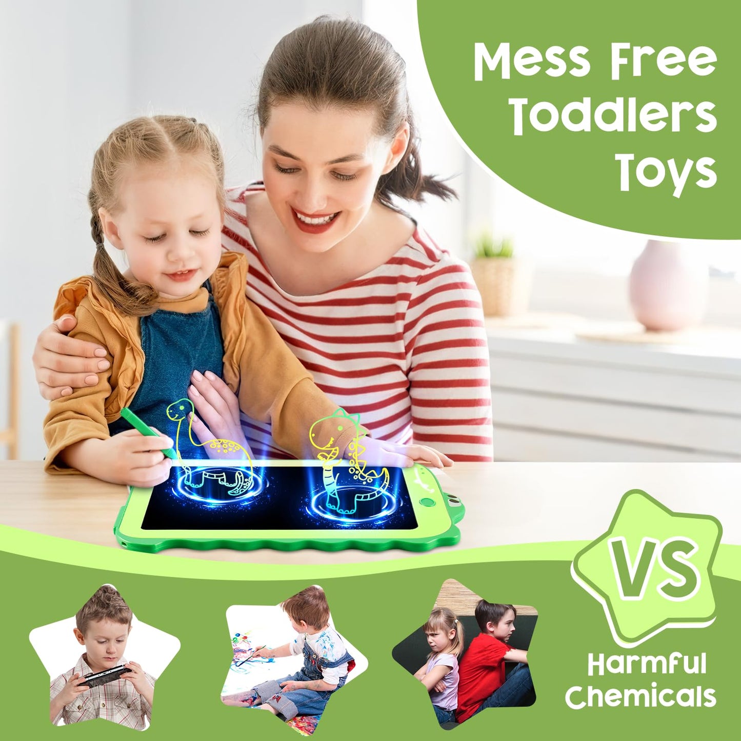 Teriph LCD Writing Tablet for Kids, Colorful Toddlers Toys Drawing Board, Educational Kid Toys, Doodle Pad Dinosaur Toys for 3 4 5 6 7 8 Year Old Boys Girls Birthday Party Christmas Gifts,8.5inch